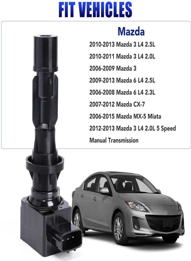 LCWRGS مجموعة من 4 ملفات إشعال مناسبة لسيارات مازدا 3، CX-7، CX7، مازدا 6، MX-5 موديلات 2006-2013، سعة 2.0 و2.5 لتر، 4 أسطوانات. بديل للملفات C1683، UF540، L3G218100A - Image 3